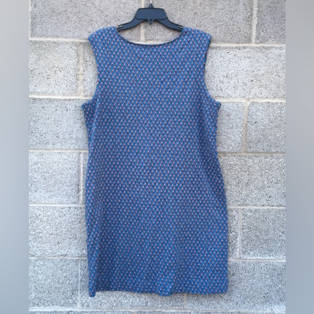 Boden Shift Dress Womens Sleeveless Jersey Blue & Pink Tulips Summer Size 12 L